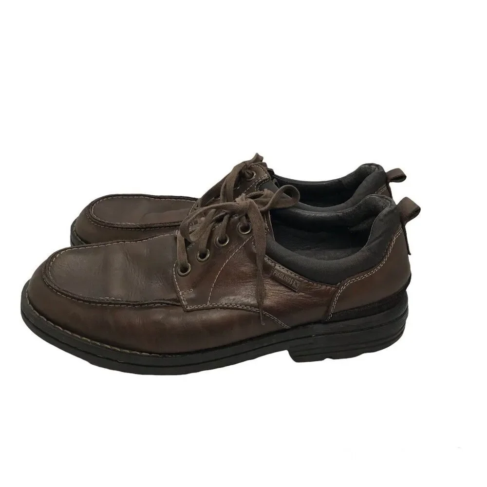 Pikolinos Mens Leather Lace Up Shoes Size EUR 43 US 9.5-10 Brown‎ Casual Dress
